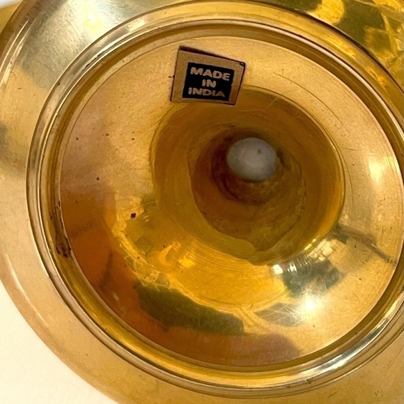 Tableware Brass Candlestick Gold Tone Candle Holder Set of 3 Candlelight Holders - Picture 4 of 4